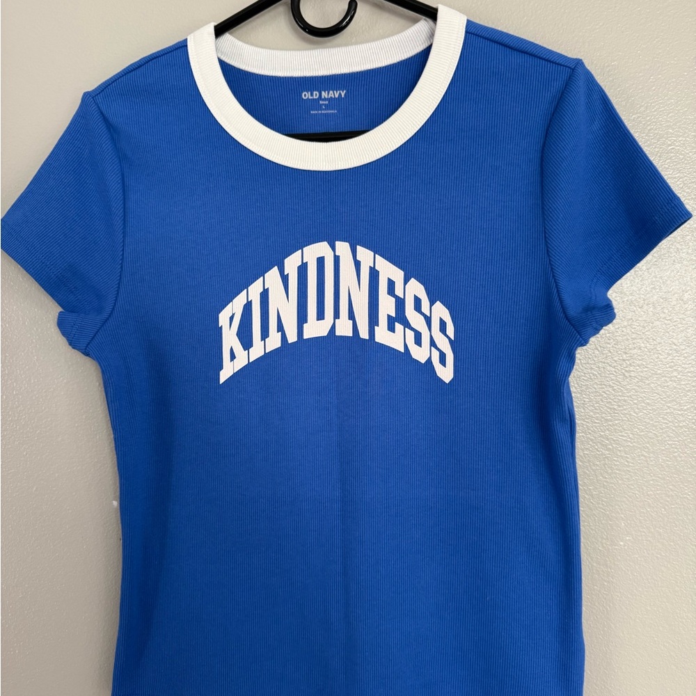 Old Navy Blue and White Short Sleeve Tee